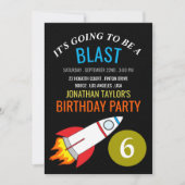 Weltraumrakete zum Geburtstag des Mondes Einladung (Vorderseite)