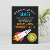 Weltraumrakete zum Geburtstag des Mondes Einladung (Stehend Vorderseite)