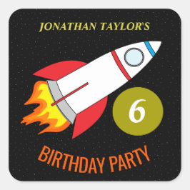 Weltraumrakete zum Geburtstag des Mondes Quadratischer Aufkleber