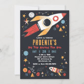 Weltraumrakete zum Geburtstag Foto Einladung (Vorderseite)