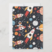 Weltraumrakete zum Geburtstag Foto Einladung (Rückseite)