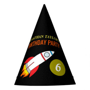 Weltraumrakete zum Mond Kindergeburtstag Partyhütchen