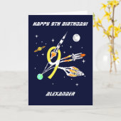 Weltraumraketen - 9. Geburtstagskarte Karte (Gelbe Blume)