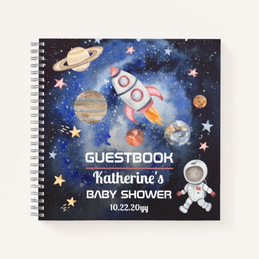 Weltraumraketen Planets Baby Showbook Notizblock (Vorderseite)