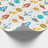Weltraumraketen Planets Ufo Stars Geschenkpapier (Ecke)