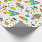 Weltraumraketen und Astronauten Geschenkpapier (Ecke)