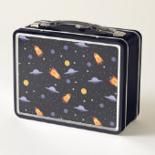 Weltraumraketen und Raumschiffe Metall Brotdose (Rückseite)