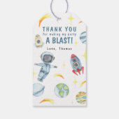 Weltraumraketenastronaut Geburtstagsparty Geschenkanhänger (Rückseite)