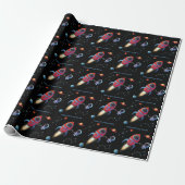Weltraumraketenastronaut Planet Stars Geburtstag Geschenkpapier (Ungerollt)