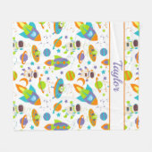 Weltraumraketenastronautenkinder Fleecedecke (Vorderseite (Horizontal))