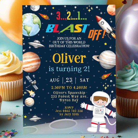 Weltraumraketenflugzeuge zum Geburtstag Einladung