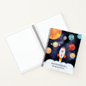 Weltraumraketenkids in Aquarellen Notizblock (Innenseite)
