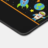 Weltraumraketenplanet schwarz schreibtischunterlage (Ecke)