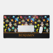 Weltraumraketenplanet schwarz schreibtischunterlage (Tastatur & Maus)