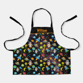 Weltraumraketenplanet schwarz schürze (Vorderseite)