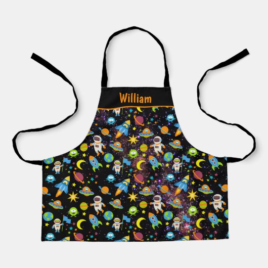 Weltraumraketenplanet schwarz schürze (Vorderseite)