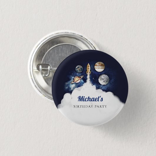 Weltraumraketenplaneten Galaxie Button (Vorne & Hinten)