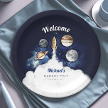 Weltraumraketenplaneten Galaxie Pappteller<br><div class="desc">Die Weltraumraketenplaneten Galaxy - Weiße Wasserfarben und moderne Typografie ergänzen das Design. Personalisieren Sie Ihre Daten einfach und schnell,  drücken Sie die Schaltfläche Anpassen,  um sie weiter zu ordnen,  und formatieren Sie den Stil und die Platzierung des Textes. Passende Artikel in unserem Shop.</div>