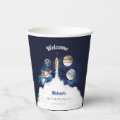 Weltraumraketenplaneten Galaxy Blue Boy Pappbecher (Vorderseite)