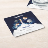 Weltraumraketenplaneten Galaxy Paper-Teller Rechteckiger Pappuntersetzer (angewinkelt)