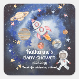 Weltraumraketenplaneten Kinderdusche Quadratischer Aufkleber