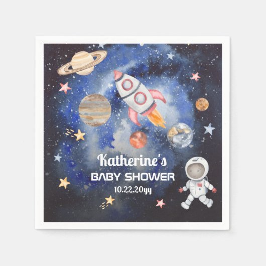 Weltraumraketenplaneten Kinderdusche Serviette (Vorderseite)
