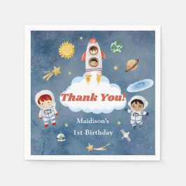 Weltraumraketenplaneten Papier Teller Napkins Serviette