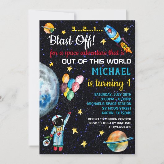 Weltraumraketenrakete Einladung (Vorderseite)