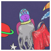 Weltraumraketenrodeo-alien-Astronautengewebe Stoff (Nahaufnahme)