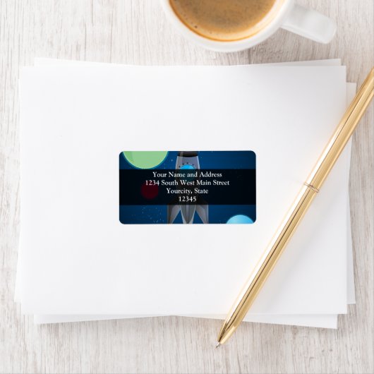 Weltraumraketenschiff Adressaufkleber (Insitu)