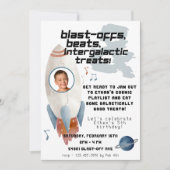 Weltraumraketenschiff Astronaut Foto Geburtstag Einladung (Vorderseite)