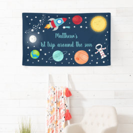Weltraumraketenschiff Astronaut Planets Geburtstag Banner
