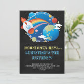 Weltraumraketenschiff Einladungen zum Geburtstag (Stehend Vorderseite)