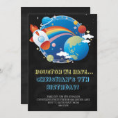 Weltraumraketenschiff Einladungen zum Geburtstag (Vorne/Hinten)