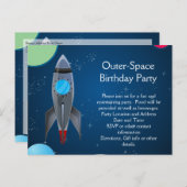 Weltraumraketenschiff Einladungspostkarte (Vorne/Hinten)
