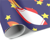 Weltraumraketenschiff Geburtstagsparty Geschenkpapier (Rolleneckpunkt)