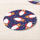 Weltraumraketenschiff Geburtstagsparty Runder Pappuntersetzer (Angewinkelt)