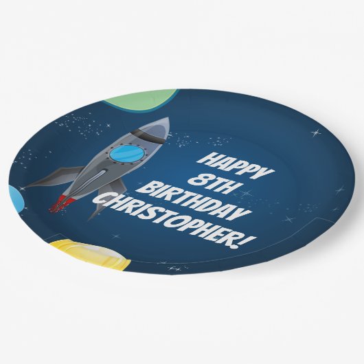 Weltraumraketenschiff Pappteller (Schrägansicht)