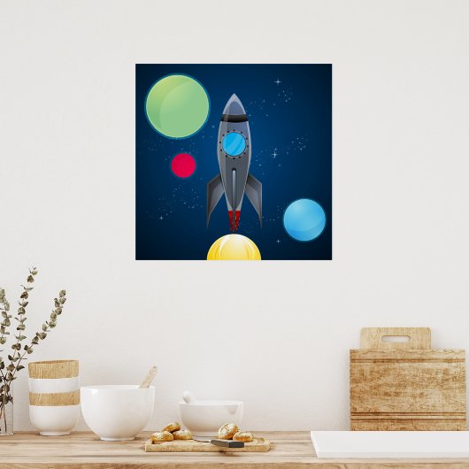 Weltraumraketenschiff Poster (Küche)