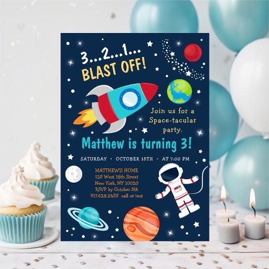 Weltraumraketenschiff zum Geburtstag explodieren Einladung