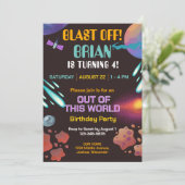 Weltraumraubenschlag zum Geburtstag Einladung (Stehend Vorderseite)