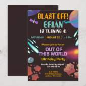 Weltraumraubenschlag zum Geburtstag Einladung (Vorne/Hinten)