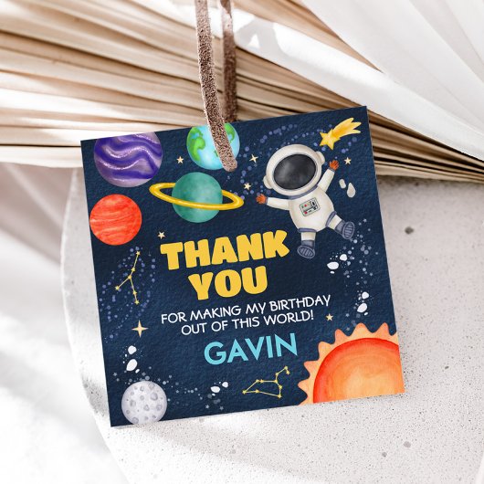 Weltraumreise rund um den Sun Birthday Party Squar Geschenkanhänger