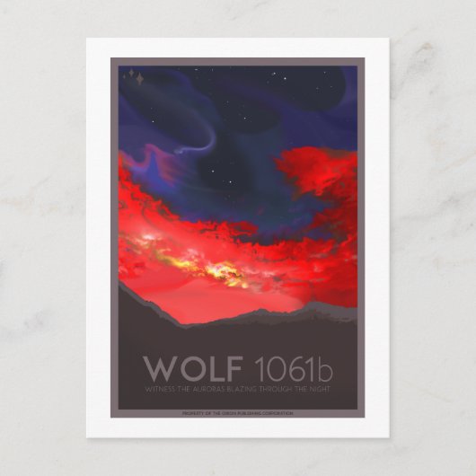 Weltraumreisekarte - Wolf 1061b Postkarte (Vorderseite)