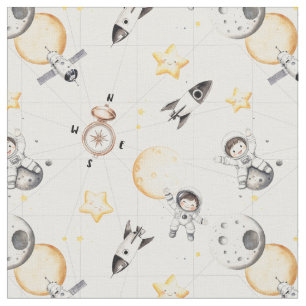 Weltraumreisender Astronaut Raumschiff Sonne Mond Stoff