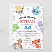 Weltraumroboter zum Geburtstag Einladung (Vorderseite)