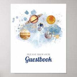 Weltraumrocket First Geburtstagsguestbook Poster