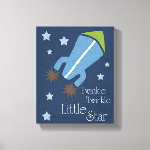 Weltraumrockets Twinkle Twinkle Navy Blue Leinwanddruck