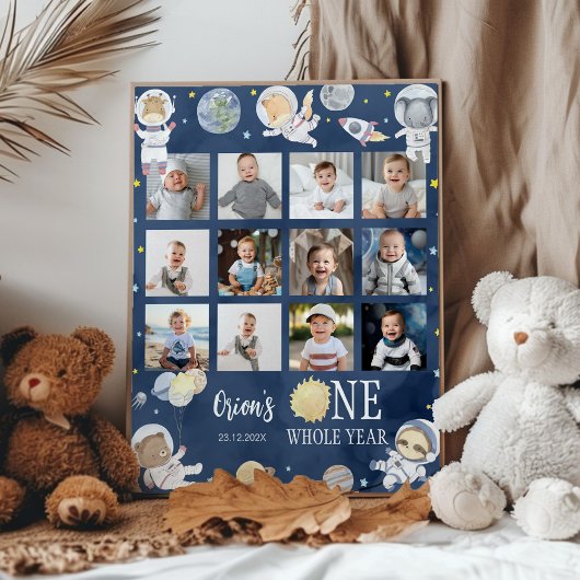 Weltraumsafari Geburtstag Foto Meilenstein Poster