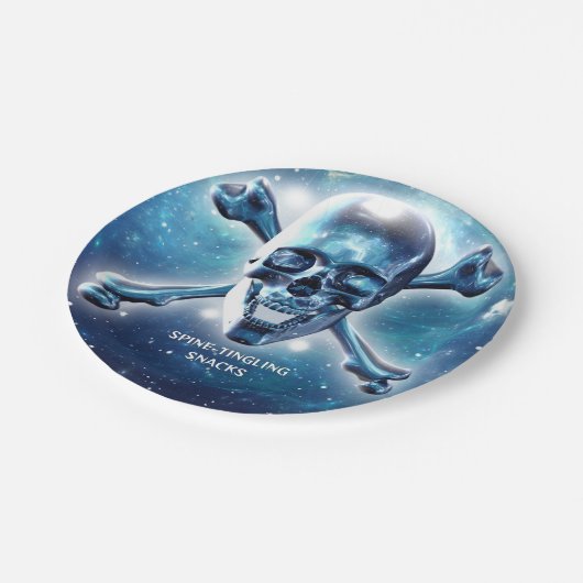 Weltraumschädel. Gestalted Pappteller (Schrägansicht)